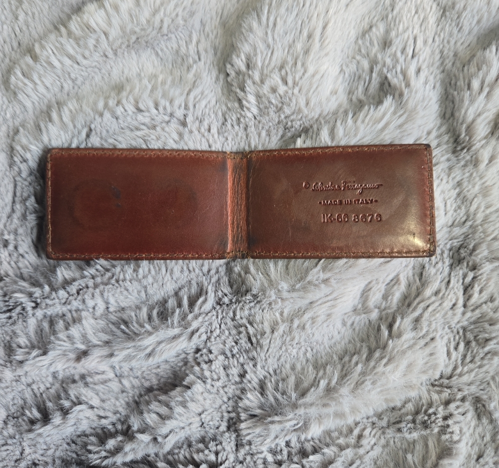Salvatore Ferragamo Brown Leather Money Clip Wallet